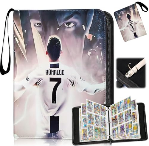 Album Cartes à Collectionner de Football, Album à Collectionner, Classeur Carte Football avec 50 Pochettes Amovibles pour 900 Cartes, Compatible avec tous les Types de Carte