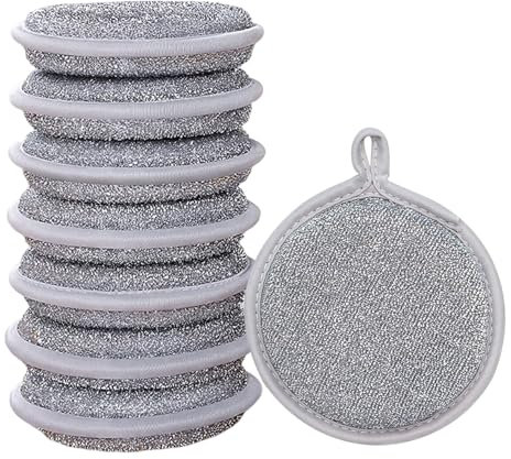 SLAXJNE Paquete De 8 Paños Redondos para Platos, Paño De Limpieza De Doble Cara, Paño para Platos Húmedo Y Seco, Esponja De Limpieza De Cocina, Herramienta De Limpieza Multiusos