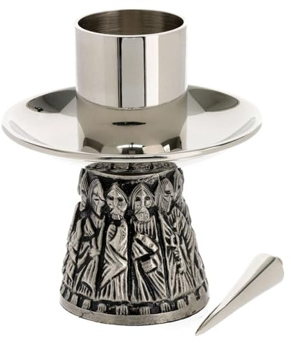 Holyart Candeliere da Altare Ottone Argentato Candela 4 cm