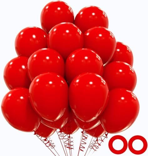 OHugs Red Balloons, 50 Pcs 12Inch Strong and Thicken Red Party Balloons for Valentines Day Decorations, Hen Party, Birthday, Mothering Sunday, Wedding, Ruby Wedding Anniversary & Romantic Party Decor