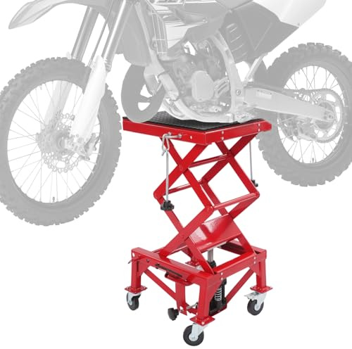 PattenlLevi Motorrad-Hydraulik-Hebebühne 200kg Belastbar,Hebebereich 35-87cm Motorradhebebühne mit 4 Rädern Anti-Rutsch Motorradheber Motorrad Heber