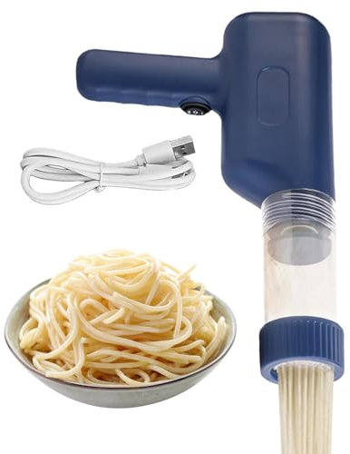 Bärbar elektrisk pastaberedare - manuell nudelskärare med bakpress - pastaskärare med 6 formar ingår för hemgjord ramen spaghetti