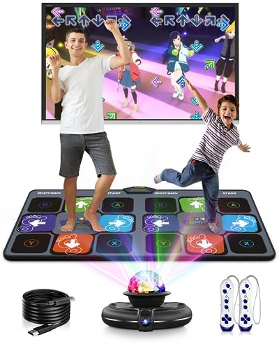 Acelufly Acelfly Tapis de Danse interactif Flanelle avec caméra de télévision, Tapis de Danse antidérapant pour Enfants Adultes Filles garçons, idéal pour Les Anniversaires