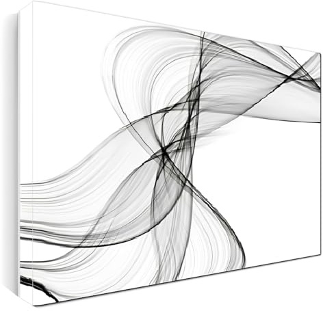 Quadro su Tela moderno astratto minimal 80x60, Stampe professionali da Parete, Quadro adatto per ambienti come Camera da Letto, soggiorno, salone, b&b, Cucina studio e ufficio, colori bianco e nero