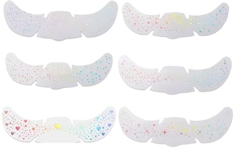 Glitter Fräknar 6 Ark Glitterklistermärken | Stjärnor Hjärtan Design Tillfälliga Vattentåta Ansiktsdekaler till Karneval Bröllop Cosplay Halloween Fest
