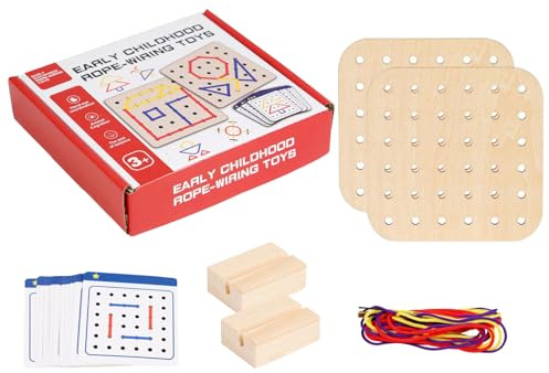 Lacing Toy - Educational Wooden Threading Set For, Preschool Activity | Fine Motor Skill Trainer, Travel Puzzle Playset, Kids Sewing Bead Practice Game For Early Learning Road Trip Plane Jour