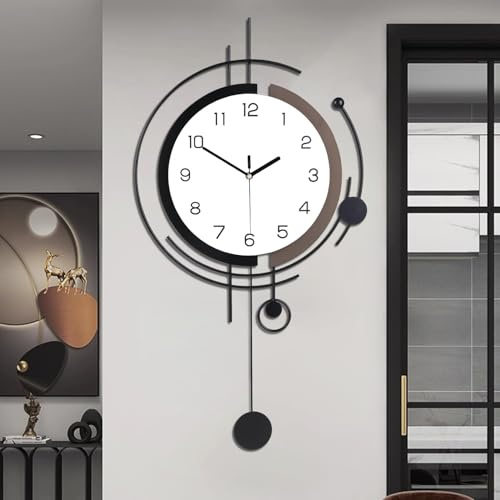Gilacco Reloj de pared con péndulo, cuarzo de calidad silenciosa, funciona con pilas, relojes de pared grandes para sala de estar, cocina, hogar, baño, dormitorio, decoración de pared, 40,6 x 77,5 cm