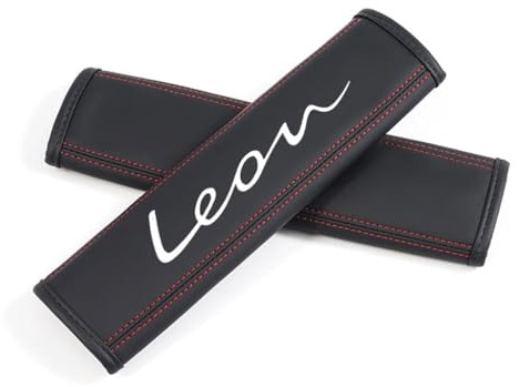 LVGURLV Almohadilla Cinturon Coche para SEAT LEON, Comodidad Cuero de Almohadillas para Cinturón Protector Cinturon Coche Accesorios 2 Piezas