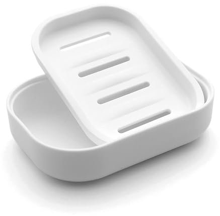 UVIVIU Plastic Soap Dish with Drainage,Soap Dishes Holder for Bathroom Shower，Keep Soap Dry and Easy Cleaning (White)