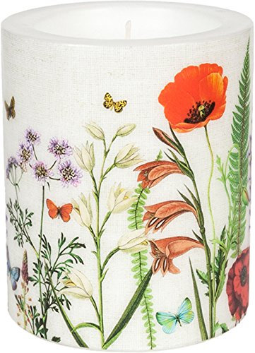 Kerze rund Aufblühende Wiese/Blumen/Frühling/Sommer Ø10cm, Höhe 12cm