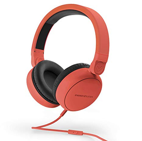 Energy Sistem hörlurar stil 1 talk chili röd (over-ear hörlurar med kabel, lätt och bekväm, mikrofoner, 180º rotation, löstagbar kabel, audio-in) röd