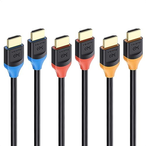 Cable Matters [Certifié HDMI ultra haut débit Lot de 3 câbles HDMI 48 Gbit/s 8K de 2 m avec prise en charge 8K @ 60 Hz, 4K @ 240 Hz et HDR pour PS5, Xbox Series X/S, RTX3080/3090, RX 6800/6900, Apple