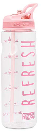 Polar Gear 750ml Tracker Water Bottle - BPA-Free Reusable Bottle With Straw, Time Markings – Perfect for Gym, Cycling & Work, Dusty Pink
