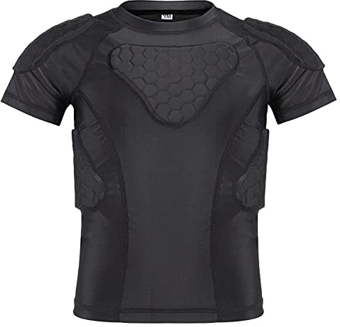 TUOY Youth Boys Padded Compression Shirt protective Top for Football Paintball Baseball Soccer Basketball