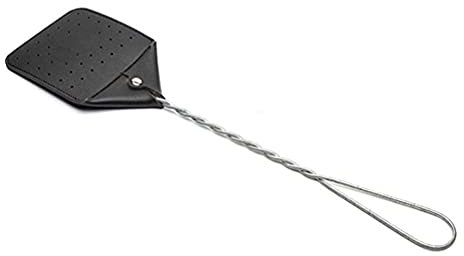 Fencelly PU-läder flugsmällare, 51,8 cm kraftig fluga insekt getingsmälla med hållbart järnhandtag utökat myggsmälla