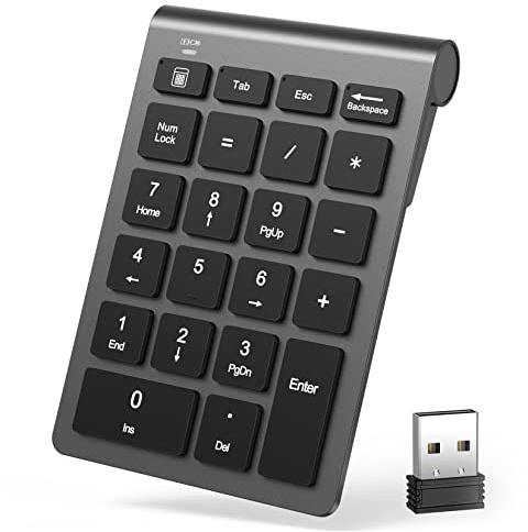 LIANGSTAR Number Pad, Wireless Numeric Keypad 22 Keys Portable Keyboard Extensions with 2.4GHz USB Receiver for 10 Key Financial Accounting Data Entry, Surface Pro, Laptop, Desktop, PC, Notebook