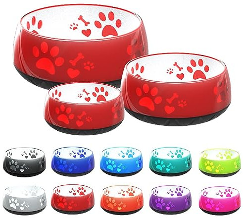 Hundenapf kleine Hunde/Hundenapf große Hunde/Futternapf Hund/Trinknapf Hund/S/M/L rutschfest (L 1800ml (große Hunde), Rot)