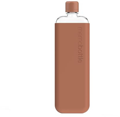 memobottle SLIM (Terracotta) Bundle - 15oz (450ml) - Bottle, silicone sleeve & lid | Sleek, Slim & Flat Water Bottle for Bags, Laptops | BPA Free Tritan | Ideal for Gym| Modern, Minimalist