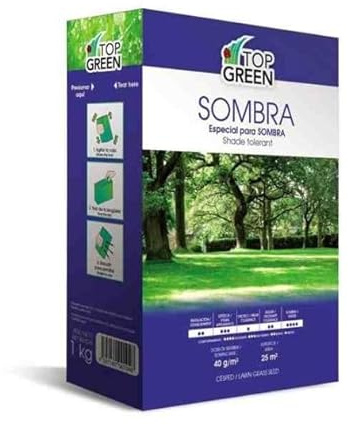 Peyca Semillas de cesped para zonas de sombra 1kg - Top green. Cesped fino y poco mantenimiento. Listos para usar