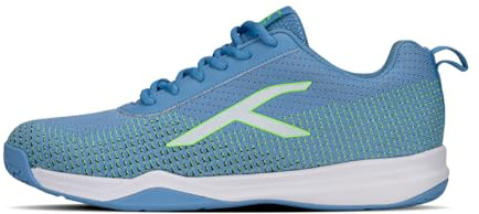 HUNDRED Blade Lite Non Marking Badminton Shoes | Unisex | Material: Knitted Upper & Rubber Sole | Perfect for Squash, Table Tennis, Volleyball, Basketball, Blue Lime Green White, 9