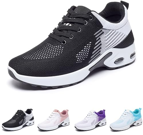 Orthopedic Running Shoes,Orthopedic Sneakers for Women, Orthotic Fashion Sneakers Tennis Shoes,Arch Support Walking Shoes for Plantar Fasciitis Pain Relief (Black,UK:6)