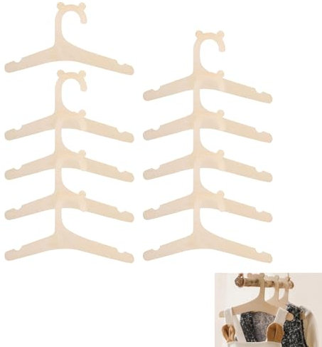 10 grucce in legno per bambini, per vestiti, antiscivolo, salvaspazio, a forma di orsetto, per vestiti, camicette, pantaloni