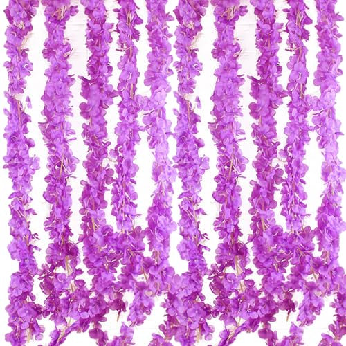 BSITSSS 3 Stück Blumenranken Künstlich, 200cm Kunstblumen Girlande, Blumengirlande Deko Künstliche, Lila Blumen Girlande Frühling Deko für Hochzeit Wand Party Garten
