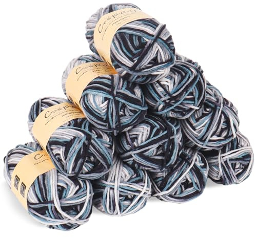 Coopay Ovillo de lana para ganchillo, 10 ovillos de 45 g de hilo de ganchillo degradado de color, hilo de ganchillo suave multicolor, lana de 5 hilos para tejer, hilo multicolor para tejer, bonito