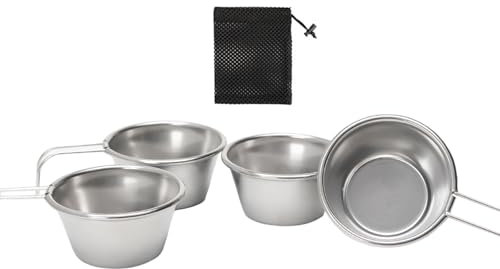 alloneslife Tragbarer, robuster Edelstahl-Campingbecher mit gerolltem Rand für Outdoor, Kochen, Wandern, Rucksackreisen, unverzichtbar