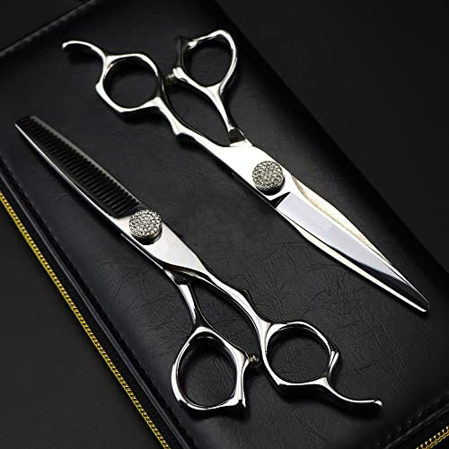 Tijeras de entresacar con cabeza de oveja de 6 de acero japonés 440C, tijeras de peluquería y belleza, utilizadas for cortes y mezclas precisos.