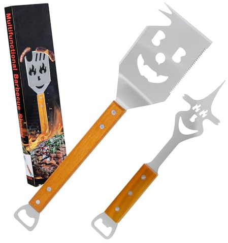 Landrip Barbecue Accessori,set di 2 utensili multifunzione per barbecue, con spatola, pinze, forchetta per grigliare picnic e campeggio, regali per barbecue per uomini