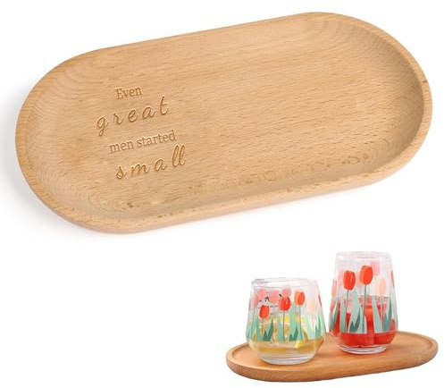 JURENEE Vassoio in Legno Intero Oliato e Intagliato, Oval Wooden Serving Tray, Vassoio Legno Piccolo Massiccio di Faggio, Semplice e Generoso, Pratico, può Essere Utilizzato Come Piatto da Portata
