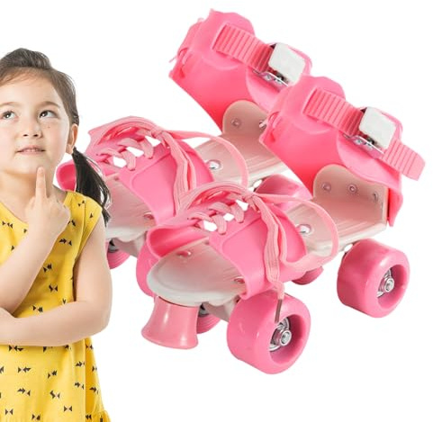 Pattini a Rotelle per Bambini - 28-36 Regolabili | Pattini Quad Regolabili con Doppia 4 Ruote, Facili da Indossare, PVC+PP, Ideali per Principianti, Attività Ricreative All’aperto | Skating Shoes