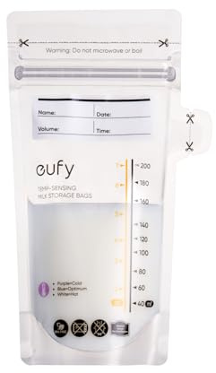 eufy Breast Milk Storage Bag with Temperature Sensing Color Change,120 Pcs Milk Storing Bags for Breastfeeding, Double Sealing, Self-Standing, 7oz Disposable Leakproof Milk Freeze Storage Pouches