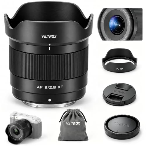 VILTROX 9mm F2.8 XF Air AF 9mm F2.8 Montura X Objetivo para Fujifilm X,Autofoco APS-C Ultra Gran Angular Objetivo de Focal Fija Compatible con Cámaras con Montura Fujifilm X X-T30 X-T40 X-T50 X-S10