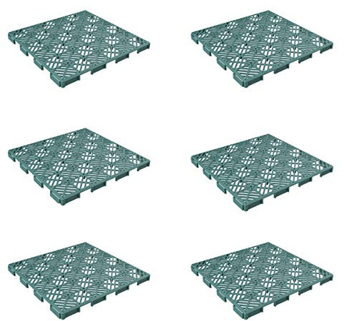 Pure Garden 6-Pack Polypropylene Interlocking Patio Deck Tiles - Weather-Resistant Outdoor Flooring for Balcony, Porch, and Garage (Green)