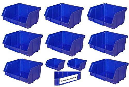 Lot de 192 boîtes empilables – Bleu – Taille 1 (102 x 96 x 52 mm) – Empilables | Boîte d'étagère | Boîte de rangement | Boîte empilable