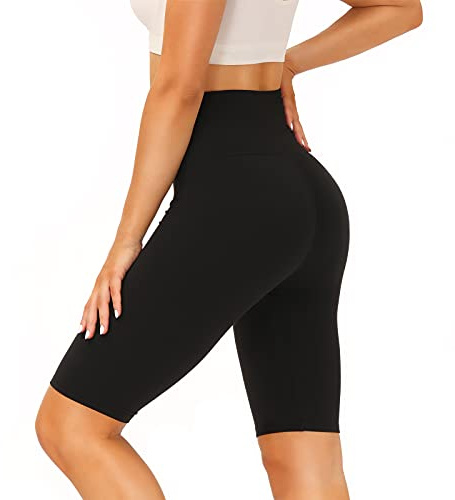 SIMIYA Yoga Shorts Womens Leggings High Waist Super Soft Comfort Slim Pants Power Stretch Tights Running Shorts(M) Black