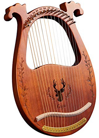 MAHWTF Lyre harpa för nybörjare, C-nyckel 16-strängad trä lyre harpa resonans låda stränginstrument med stämnyckel 3 st plektrum klistermärke extra uppsättning strängar