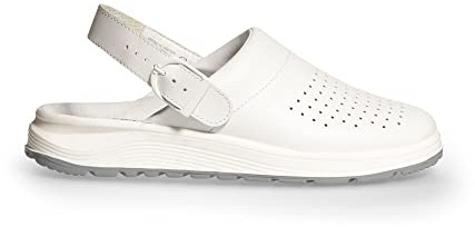 ABEBA 87020 - Unisex Schuhe - ACTIVE Clog SRC - Perforiertes Design - EU 41 - Weiß - Futtermaterial: Stoff - Mit Schnallenverschluss