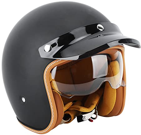 Haofy Motorcycle Helmets, Impact Resistance 3/4 Open Face Helmets High Comfort for Outdoor (XXL)