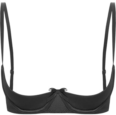 Agoky Sexy Soutien Gorge Ouvert Seins Nu Brassière Redresse-Sein à Bretelles Réglable sous Vêtement Corset Taille Grande Noir L