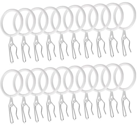 QUARKZMAN 60pz 1,2- Pollici Diametro Interno Anelli per Ganci Tende in Metallo Bianco Ring per Tende Scorrevoli Occhielli Tendaggi con Ganci Tende Gancio Tendaggi