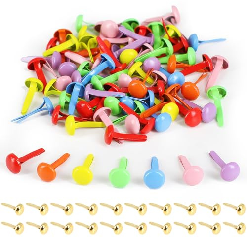 DHWEKU 120 Piezas Mini Brads, Amor Encuadernadores Redondos de Metal 8.3mm x 17mm para Papel Decoración Herramienta de Scrapbooking DIY