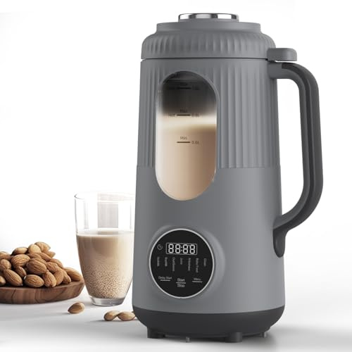 Zopehan Mjölkmakare, 1 000 ml (38 oz) automatisk soja, mandel, havremjölkmaskin – 8 i 1, fördröjningsstart/självrengöring (grå)