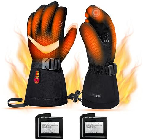 PAVIBOIN Beheizte Handschuhe Herren Damen Beheizbare Handschuhe, Heizhandschuhe Mit Wiederaufladbare Batterie, 5 Einstellbarer Temperatur, Skihandschuhe Für Winter-L