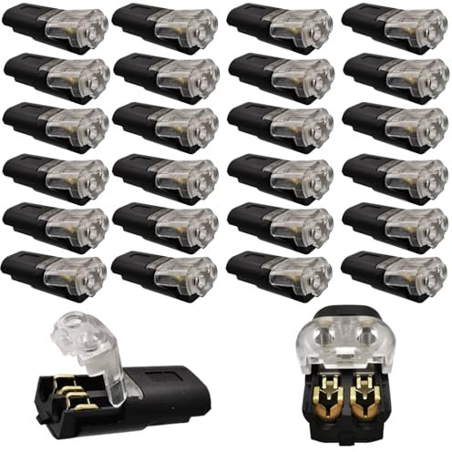 CTRICALVER Morsettiere 2 Pin Connettori di diramazione Cablaggio Facile Installazione Cablaggio Diramazione Collegamento Cablaggio Sottile LED - Trasparente Confezione da 24