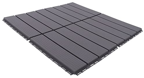 Dalles de terrasse - Système de clic - 30 x 30 cm - Dalles de balcon WPC avec design rainuré - Plaques de sol résistantes aux intempéries pour terrasse et jardin - Carreaux en polypropylène