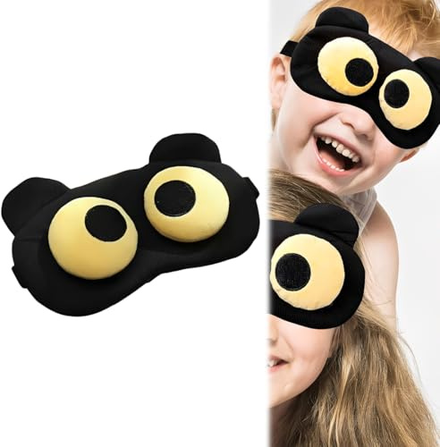 EJRUP 1 Pezzo Maschera da Sonno Espressione Buffa Maschera Oculare Cartoon Peluche Opaque Traspirante,Maschera Per Dormire,Maschera Occhi,Bende Oculari Per Bambini