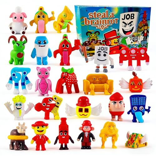Whaikin 24PCS Steal A Brainrot Action Figures Set with Box,Funny 67 Strawberry Elephant Collectible Toys for Kids & Adults Creative Desk Decorations Gift for Fans Friends
